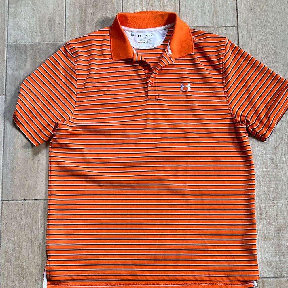 Under Armour Orange Striped Polo Shirt